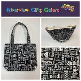 Medium Tote Bag - Sewing Words on Black Medium Tote Bag - Sewing Words on Black